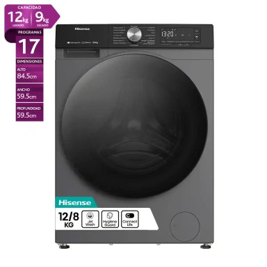 LAVADORA SECADORA HISENSE WD3S1243BT1 12KG 8KG GRAFITO - 1