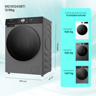 LAVADORA SECADORA HISENSE WD3S1243BT1 12KG 8KG GRAFITO - 3