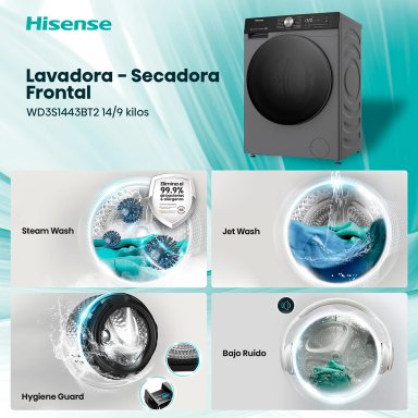 LAVADORA SECADORA HISENSE WD3S1443BT2 14KG 9KG GRAFITO - 4