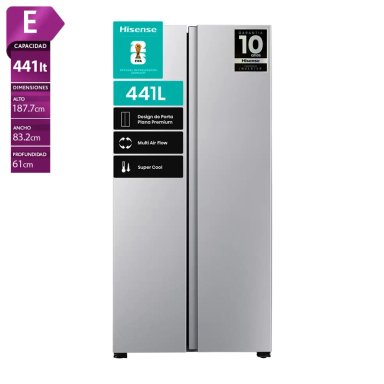 REFRIGERADOR SIDE BY SIDE HISENSE RS3P428NEDA 441L NO FROST PLATA - 1