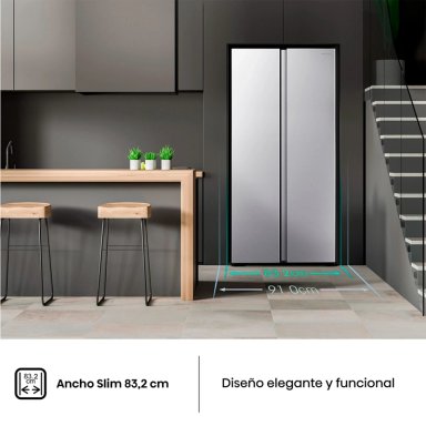 REFRIGERADOR SIDE BY SIDE HISENSE RS3P428NEDA 441L NO FROST PLATA - 6