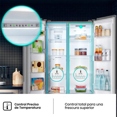 REFRIGERADOR SIDE BY SIDE HISENSE RS3P428NEDA 441L NO FROST PLATA - 9