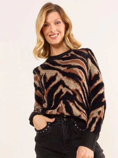 SWEATER  MUJER MA GRIFFE ANIMAL PRINT TEXTURA PELUDA - 3