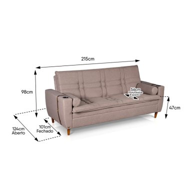 SOFÁ CAMA RECLINABLE DECOCASA BLEND RUSTIC 3 CUERPOS CAFÉ - 9