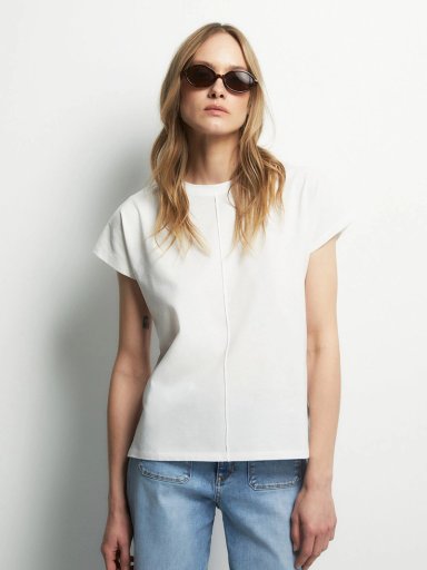 BLUSA MUJER SFERA ALGODÓN MANGA CORTA LISA - 2