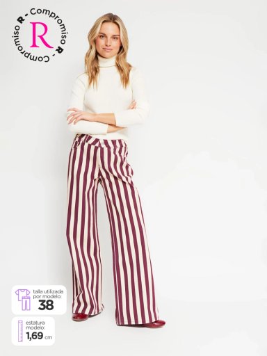 JEANS MUJER INDEX ALGODÓN RAYAS TIRO BAJO - 1