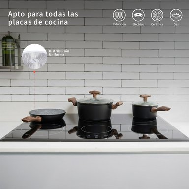 BATERÍA DE COCINA SIMPLIT OREGON ANTIADHERENTE 5 PIEZAS NEGRO - 5