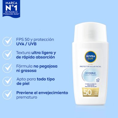 PROTECTOR SOLAR NIVEA SUN INVISIBLE DAILY FLUID FPS50 40ML - 2