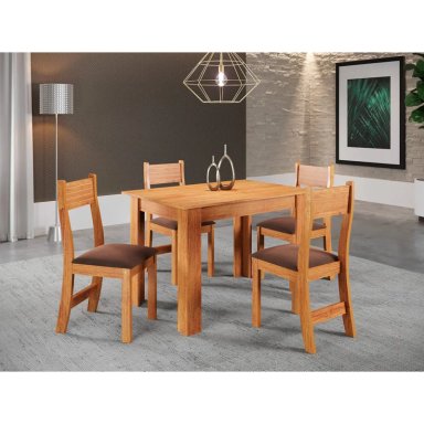 JUEGO DE COMEDOR ALTAVISION FLORENCIA 4 SILLAS MIEL/CAFÉ - 1
