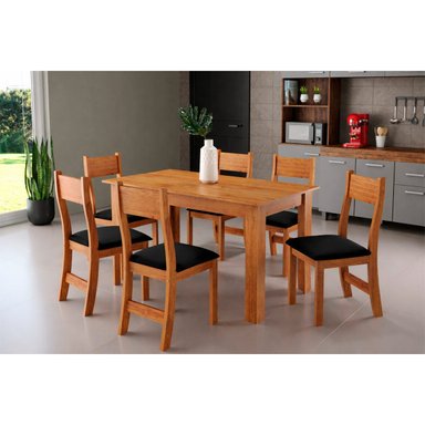 JUEGO DE COMEDOR ALTAVISION VIOLETA 6 SILLAS NEGRO/MIEL - 1