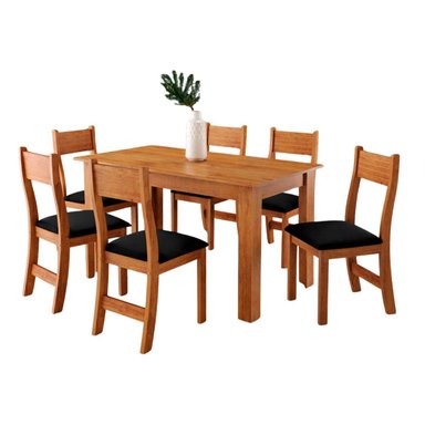 JUEGO DE COMEDOR ALTAVISION VIOLETA 6 SILLAS NEGRO/MIEL - 2