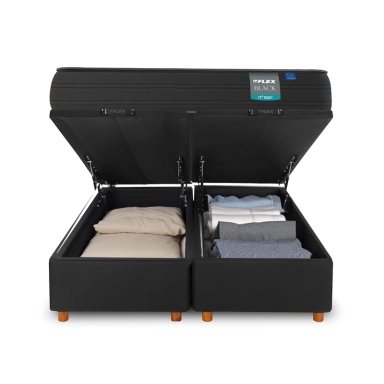 CAMA BAUL FLEX BLACK 2 PLAZAS BOX B/D GRIS - 2
