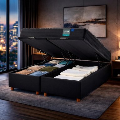 CAMA BAUL FLEX BLACK 2 PLAZAS BOX B/D GRIS - 3