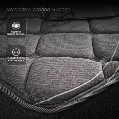 CAMA BAUL FLEX BLACK 2 PLAZAS BOX B/D GRIS - 5