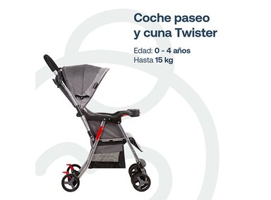 COCHE PASEO BEBE CUNA TWISTER SX GRIS BEBESIT - 3