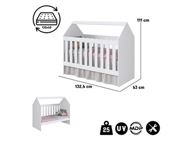 CUNA KIDSCOOL CASITA 60 MONTESSORI BE042BR BLANCO - 4