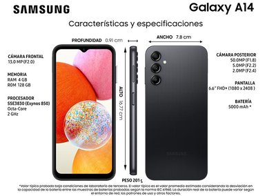 CELULAR SAMSUNG GALAXY A14 128 GB 4 GB RAM 13MP 6.6" - 10