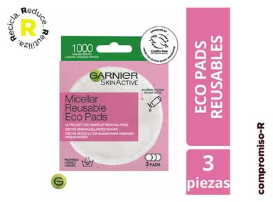 DESMAQUILLANTE GARNIER ECOPADS REUTILIZABLES SKIN ACTIVE 3 UN - 1