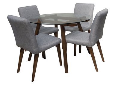 JUEGO DE COMEDOR RIPLEY HOME SALERNO REDONDO 4 SILLAS GRIS - 1