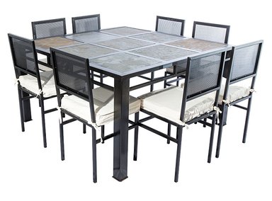 JUEGO DE COMEDOR TERRAZA RIPLEY HOME CUADRADO 9 PIEDRAS 8S - 1