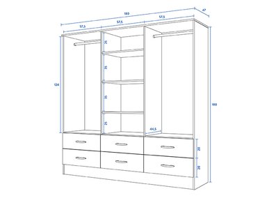 CLOSET CIC MAIPO 6 PUERTAS / 6 CAJONES 180 CM CEREZO - 5
