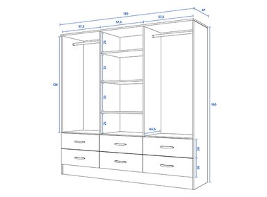 CLOSET CIC MAIPO 6 PUERTAS / 6 CAJONES 180 CM WENGUE - 5