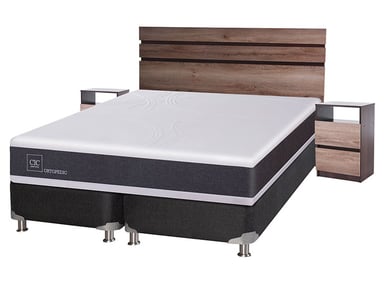 JUEGO DE DORMITORIO CIC CAMA BOX SPRING NEW ORTOPEDIC B5 BD 2 PLAZAS NEGRO + SET ARES - 2