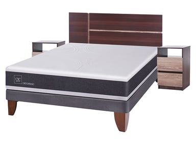 JUEGO DE DORMITORIO CIC CAMA EUROPEA NEW ORTOPEDIC 2 PLAZAS + RESPALDO + VELADORES - 2
