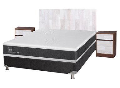 JUEGO DE DORMITORIO CIC CAMA BOX SPRING NEW ORTOPEDIC B5 BN 2 PLAZAS NEGRO + SET LEGNO - 2