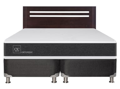 JUEGO DE DORMITORIO CIC CAMA BOX SPRING NEW ORTOPEDIC B5 BD 2 PLAZAS NEGRO + RESPALDO NEW MUNICH - 1