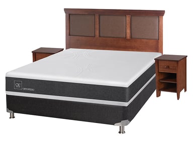 JUEGO DE DORMITORIO CIC CAMA BOX SPRING NEW ORTOPEDIC B5 BN 2 PLAZAS NEGRO + SET NEW TORINO - 2