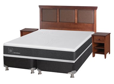 JUEGO DE DORMITORIO CIC CAMA BOX SPRING NEW ORTOPEDIC B5 KING NEGRO + SET NEW TORINO - 2