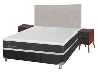 JUEGO DE DORMITORIO CIC CAMA BOX SPRING NEW ORTOPEDIC B5 BN 2 PLAZAS NEGRO + SET TIGRIS - 2