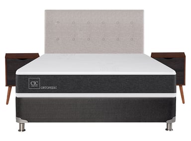 JUEGO DE DORMITORIO CIC CAMA BOX SPRING NEW ORTOPEDIC B5 BN 2 PLAZAS NEGRO + SET TIGRIS - 1