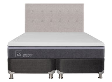 JUEGO DE DORMITORIO CIC CAMA BOX SPRING ORTOPEDIC ADVANCE B5 BD 2 PLAZAS NEGRO + RESPALDO TIGRIS - 1