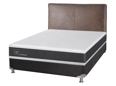JUEGO DE DORMITORIO CIC CAMA BOX SPRING NEW ORTOPEDIC B5 BN 2 PLAZAS NEGRO + RESPALDO BAKER - 2