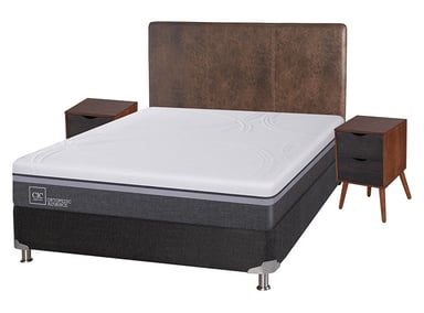 JUEGO DE DORMITORIO CIC CAMA BOX SPRING ORTOPEDIC ADVANCE B5 BN 2 PLAZAS NEGRO + SET BAKER - 2
