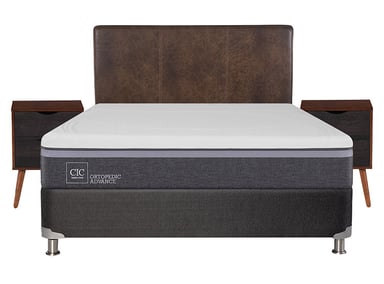 JUEGO DE DORMITORIO CIC CAMA BOX SPRING ORTOPEDIC ADVANCE B5 BN 2 PLAZAS NEGRO + SET BAKER - 1