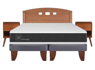 JUEGO DE DORMITORIO CIC CAMA EUROPEA NEW ORTOPEDIC BD 2 PLAZAS + SET NEW GALES - 1
