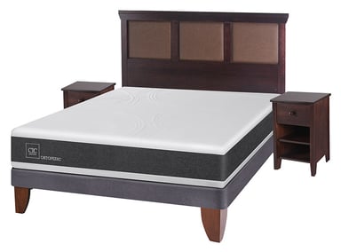 JUEGO DE DORMITORIO CIC CAMA EUROPEA NEW ORTOPEDIC BN 2 PLAZAS + SET NEW TORINO CHOCOLATE - 2