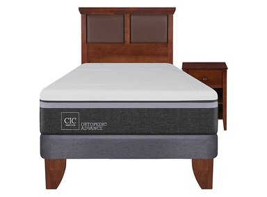 JUEGO DE DORMITORIO CIC CAMA EUROPEA ORTOPEDIC ADVANCE 1.5 PLAZAS + SET NEW TORINO - 1