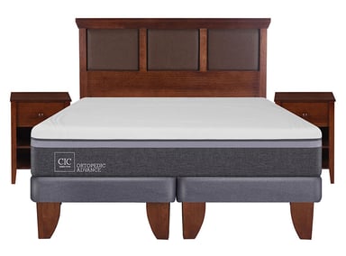 JUEGO DE DORMITORIO CIC CAMA EUROPEA ORTOPEDIC ADVANCE BD 2 PLAZAS + SET NEW TORINO - 1