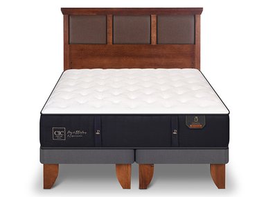 JUEGO DE DORMITORIO CIC CAMA EUROPEA PREMIUM BD 2 PLAZAS + RESPALDO NEW TORINO CARAMELO - 1
