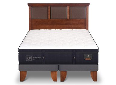 JUEGO DE DORMITORIO CIC CAMA EUROPEA SUPER PREMIUM BD 2 PLAZAS + RESPALDO NEW TORINO CARAMEL - 1