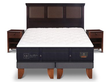 JUEGO DE DORMITORIO CIC CAMA EUROPEA SUPER PREMIUM KING + SET NEW TORINO CHOCOLATE - 1