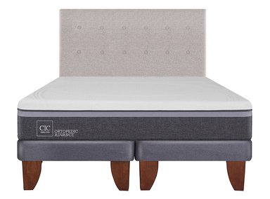 JUEGO DE DORMITORIO CIC CAMA EUROPEA ORTOPEDIC ADVANCE BD 2 PLAZAS + RESPALDO TIGRIS - 1