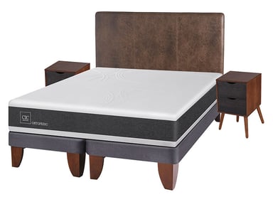 JUEGO DE DORMITORIO CIC CAMA EUROPEA NEW ORTOPEDIC BD 2 PLAZAS + SET BAKER - 2