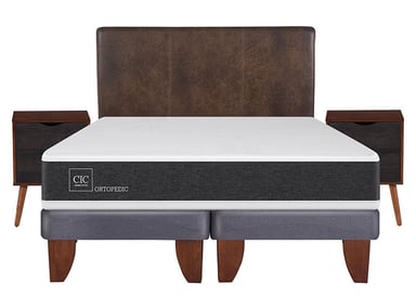 JUEGO DE DORMITORIO CIC CAMA EUROPEA NEW ORTOPEDIC BD 2 PLAZAS + SET BAKER - 1