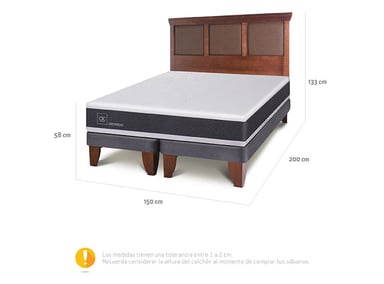 JUEGO DE DORMITORIO CIC CAMA EUROPEA ORTOPEDIC BD 2 PLAZAS + RESPALDO TORINO - 3