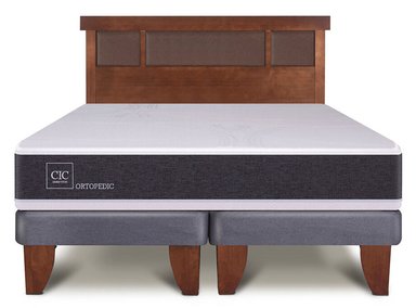 JUEGO DE DORMITORIO CIC CAMA EUROPEA ORTOPEDIC BD 2 PLAZAS + RESPALDO DUBLIN CARAMEL - 1